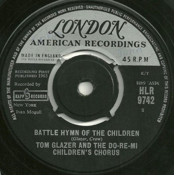 Tom Glazer, Do Re Mi Children's Chorus - On Top Of Spaghetti / Battle Hymn Of The Children